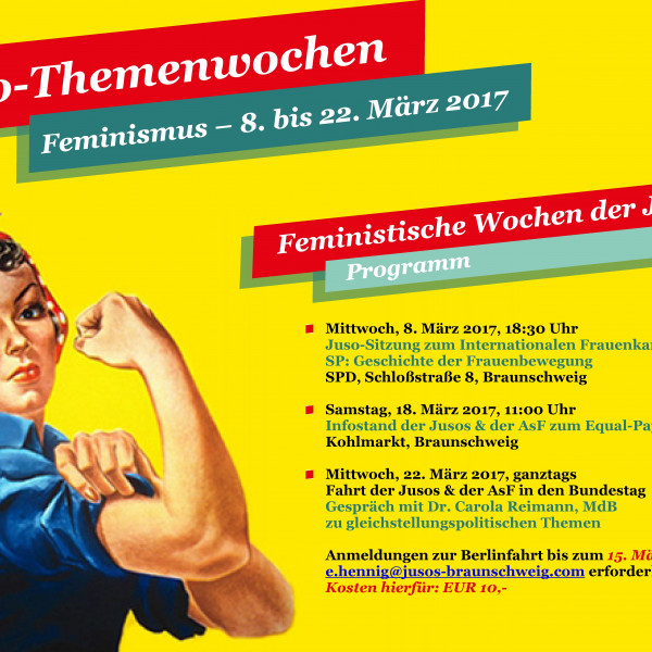 Jusos Braunschweig › Zum Weltfrauentag: „Wer denkt, feministische Arbeit ist nicht mehr ...